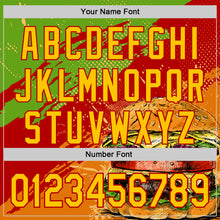 Laden Sie das Bild in den Galerie-Viewer, Custom Aurora Green Yellow-Red Foodie Fast Food Burger Authentic Baseball Jersey
