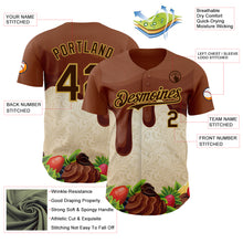 Load image into Gallery viewer, Custom Brown Cream-Old Gold Foodie Food Dessert Chocolate Fruit Authentic Baseball Jersey