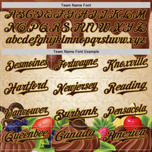 Load image into Gallery viewer, Custom Brown Cream-Old Gold Foodie Food Dessert Chocolate Fruit Authentic Baseball Jersey