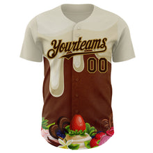 Load image into Gallery viewer, Custom Cream Brown-Old Gold Foodie Food Dessert Chocolate Fruit Authentic Baseball Jersey