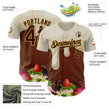 Load image into Gallery viewer, Custom Cream Brown-Old Gold Foodie Food Dessert Chocolate Fruit Authentic Baseball Jersey