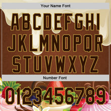 Load image into Gallery viewer, Custom Cream Brown-Old Gold Foodie Food Dessert Chocolate Fruit Authentic Baseball Jersey