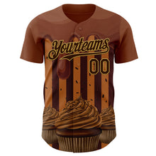Load image into Gallery viewer, Custom Brown-Old Gold Foodie Food Dessert Chocolate Ice Cream Authentic Baseball Jersey