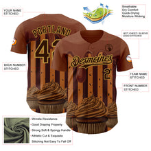 Load image into Gallery viewer, Custom Brown-Old Gold Foodie Food Dessert Chocolate Ice Cream Authentic Baseball Jersey