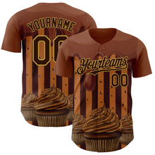 Load image into Gallery viewer, Custom Brown-Old Gold Foodie Food Dessert Chocolate Ice Cream Authentic Baseball Jersey