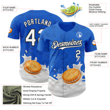 Загрузить изображение в средство просмотра галереи, Custom Thunder Blue White-Black Foodie Food Cookies And Milk Authentic Baseball Jersey