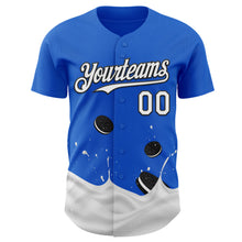 Загрузить изображение в средство просмотра галереи, Custom Thunder Blue White-Black Foodie Food Cookies And Milk Authentic Baseball Jersey
