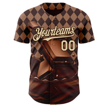Load image into Gallery viewer, Custom Brown-Cream Foodie Food Dessert Chocolate Authentic Baseball Jersey