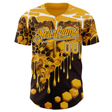 Load image into Gallery viewer, Custom Yellow Black Brown-White Foodie Food Honey Bee Authentic Baseball Jersey
