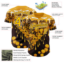 Load image into Gallery viewer, Custom Yellow Black Brown-White Foodie Food Honey Bee Authentic Baseball Jersey