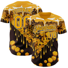Load image into Gallery viewer, Custom Yellow Black Brown-White Foodie Food Honey Bee Authentic Baseball Jersey