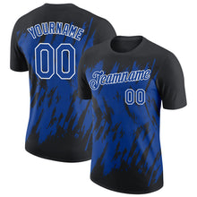 Load image into Gallery viewer, Custom Black Royal-White Torn Sharp Brush Stroke Splatter Performance T-Shirt