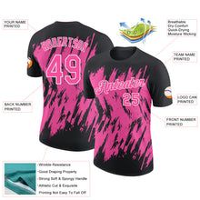 Load image into Gallery viewer, Custom Black Pink-White Torn Sharp Brush Stroke Splatter Performance T-Shirt