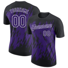 Load image into Gallery viewer, Custom Black Purple-White Torn Sharp Brush Stroke Splatter Performance T-Shirt