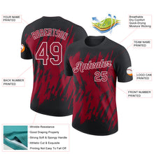 Load image into Gallery viewer, Custom Black Crimson-White Torn Sharp Brush Stroke Splatter Performance T-Shirt