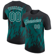 Charger l'image dans la galerie, Custom Black Teal-White Torn Sharp Brush Stroke Splatter Performance T-Shirt
