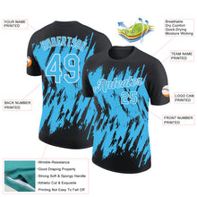 Load image into Gallery viewer, Custom Black Sky Blue-White Torn Sharp Brush Stroke Splatter Performance T-Shirt