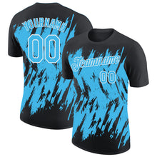 Load image into Gallery viewer, Custom Black Sky Blue-White Torn Sharp Brush Stroke Splatter Performance T-Shirt
