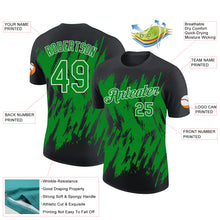 Charger l'image dans la galerie, Custom Black Grass Green-White Torn Sharp Brush Stroke Splatter Performance T-Shirt