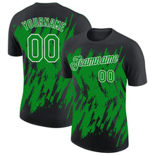 Charger l'image dans la galerie, Custom Black Grass Green-White Torn Sharp Brush Stroke Splatter Performance T-Shirt