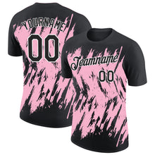 Загрузить изображение в средство просмотра галереи, Custom Black Light Pink-White Torn Sharp Brush Stroke Splatter Performance T-Shirt