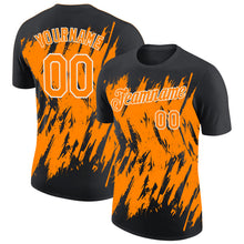 Charger l'image dans la galerie, Custom Black Bay Orange-White Torn Sharp Brush Stroke Splatter Performance T-Shirt