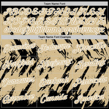 Load image into Gallery viewer, Custom Black Vegas Gold-White Torn Sharp Brush Stroke Splatter Performance T-Shirt