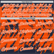 Laden Sie das Bild in den Galerie-Viewer, Custom Navy Orange-White Torn Sharp Brush Stroke Splatter Performance T-Shirt