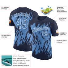 Загрузить изображение в средство просмотра галереи, Custom Navy Light Blue-White Torn Sharp Brush Stroke Splatter Performance T-Shirt