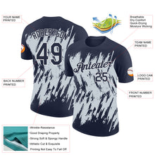 Load image into Gallery viewer, Custom Navy Silver-White Torn Sharp Brush Stroke Splatter Performance T-Shirt