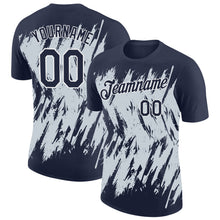 Load image into Gallery viewer, Custom Navy Silver-White Torn Sharp Brush Stroke Splatter Performance T-Shirt