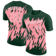 Загрузить изображение в средство просмотра галереи, Custom Green Medium Pink-White Torn Sharp Brush Stroke Splatter Performance T-Shirt
