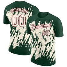 Load image into Gallery viewer, Custom Green Cream-Crimson Torn Sharp Brush Stroke Splatter Performance T-Shirt