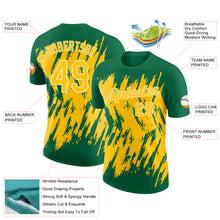 Загрузить изображение в средство просмотра галереи, Custom Kelly Green Yellow-White Torn Sharp Brush Stroke Splatter Performance T-Shirt