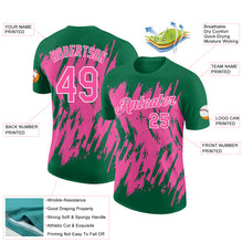 Load image into Gallery viewer, Custom Kelly Green Pink-White Torn Sharp Brush Stroke Splatter Performance T-Shirt