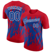 Load image into Gallery viewer, Custom Red Royal-White Torn Sharp Brush Stroke Splatter Performance T-Shirt