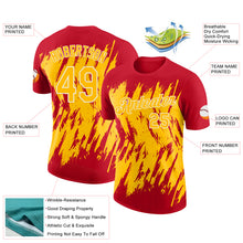 Charger l'image dans la galerie, Custom Red Yellow-White Torn Sharp Brush Stroke Splatter Performance T-Shirt