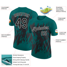 Laden Sie das Bild in den Galerie-Viewer, Custom Teal Black-White Torn Sharp Brush Stroke Splatter Performance T-Shirt