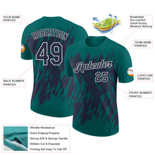 Load image into Gallery viewer, Custom Teal Navy-White Torn Sharp Brush Stroke Splatter Performance T-Shirt