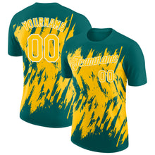 Load image into Gallery viewer, Custom Teal Yellow-White Torn Sharp Brush Stroke Splatter Performance T-Shirt
