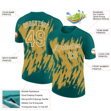 Load image into Gallery viewer, Custom Teal Old Gold-White Torn Sharp Brush Stroke Splatter Performance T-Shirt