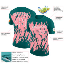 Load image into Gallery viewer, Custom Teal Medium Pink-White Torn Sharp Brush Stroke Splatter Performance T-Shirt