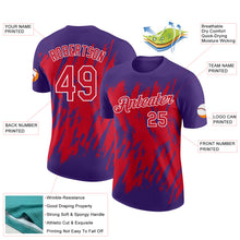 Charger l'image dans la galerie, Custom Purple Red-White Torn Sharp Brush Stroke Splatter Performance T-Shirt