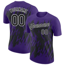 Load image into Gallery viewer, Custom Purple Black-White Torn Sharp Brush Stroke Splatter Performance T-Shirt