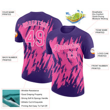 Laden Sie das Bild in den Galerie-Viewer, Custom Purple Pink-White Torn Sharp Brush Stroke Splatter Performance T-Shirt