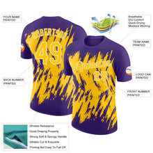 Загрузить изображение в средство просмотра галереи, Custom Purple Yellow-White Torn Sharp Brush Stroke Splatter Performance T-Shirt