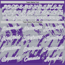 Laden Sie das Bild in den Galerie-Viewer, Custom Purple Gray-White Torn Sharp Brush Stroke Splatter Performance T-Shirt