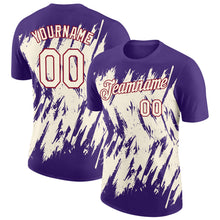 Charger l'image dans la galerie, Custom Purple Cream-Crimson Torn Sharp Brush Stroke Splatter Performance T-Shirt