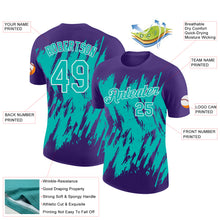 Load image into Gallery viewer, Custom Purple Aqua-White Torn Sharp Brush Stroke Splatter Performance T-Shirt