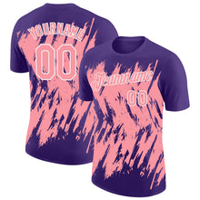 Load image into Gallery viewer, Custom Purple Medium Pink-White Torn Sharp Brush Stroke Splatter Performance T-Shirt